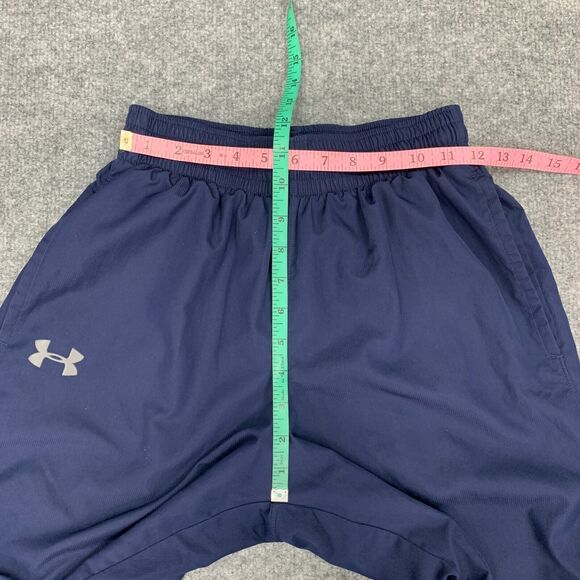Under Armour Sweatpants Men S Small Navy Blue Zip Ankle Elastic Waist Drawstring - Picture 9 of 14